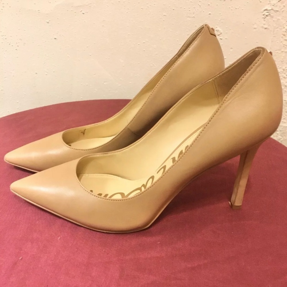 Sam Edelman Hazel Heel Pump Shoes Tan Leather